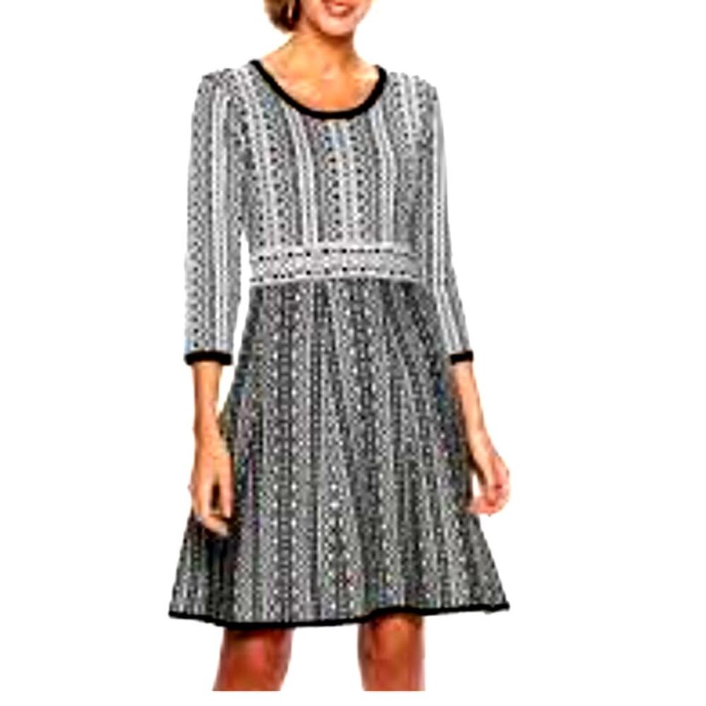Nina Leonard sweater dress  XL bust 42" CBack 36" Waist 36"3/4 sleeve 19"EUC geo